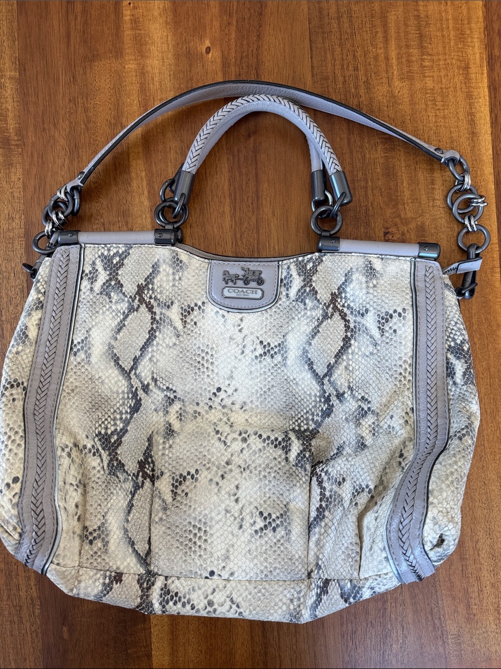 Coach Madison Pinnacle Satchel Python Embossed Leather Bag